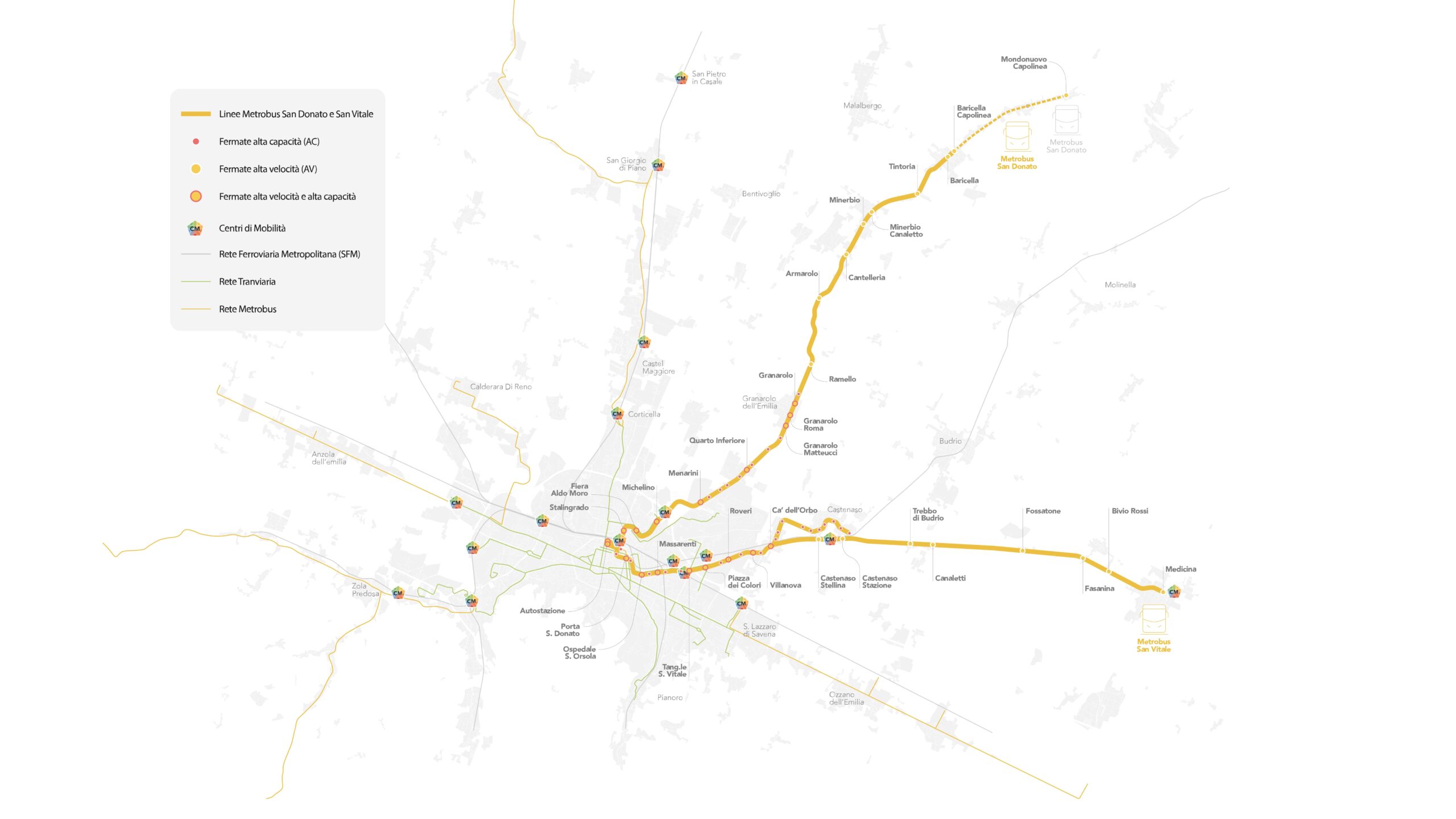 Bologna planimetria dei 2 tracciatiai