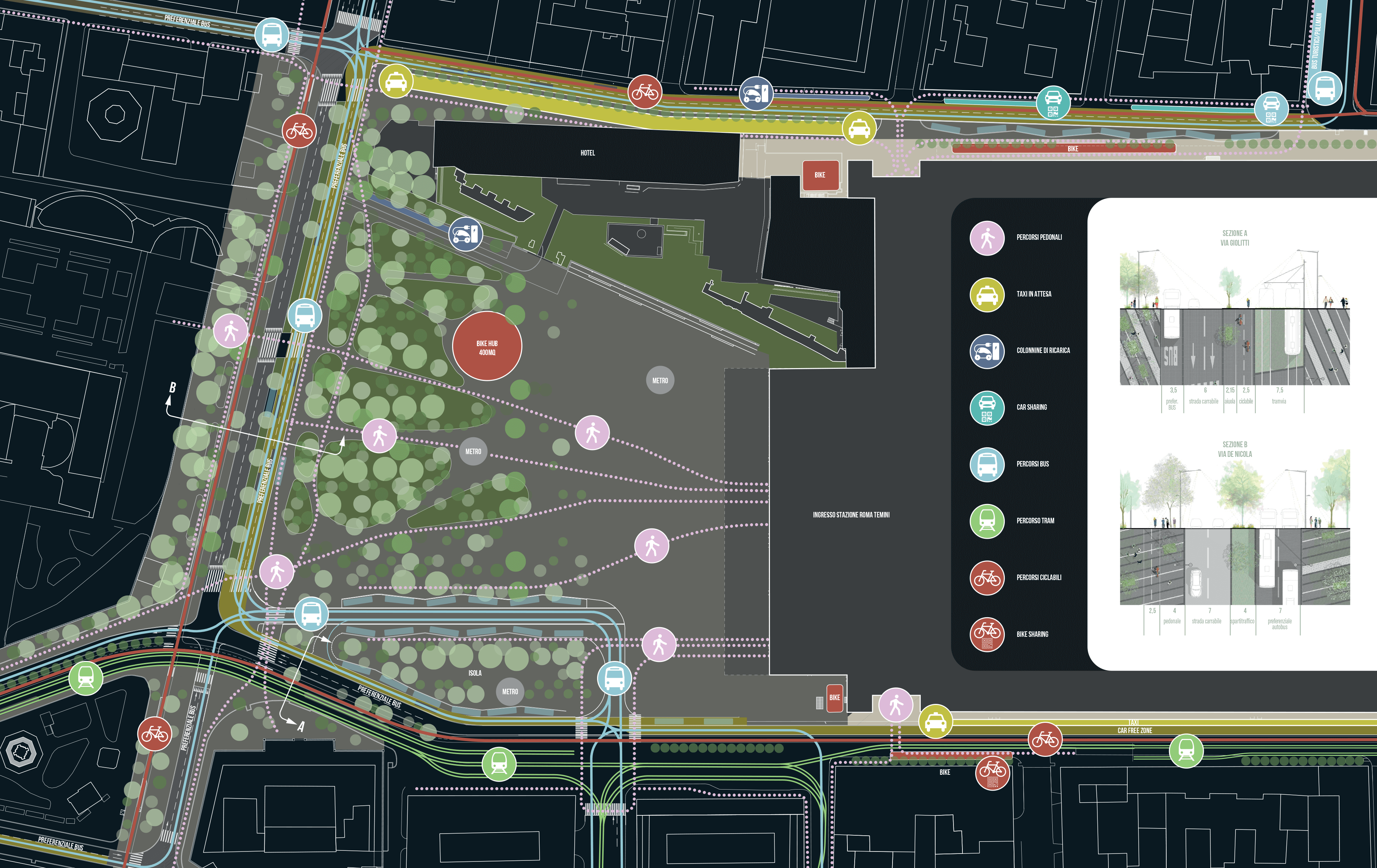 Pianta Piazza 500 studio trasportistico sfondo scuro