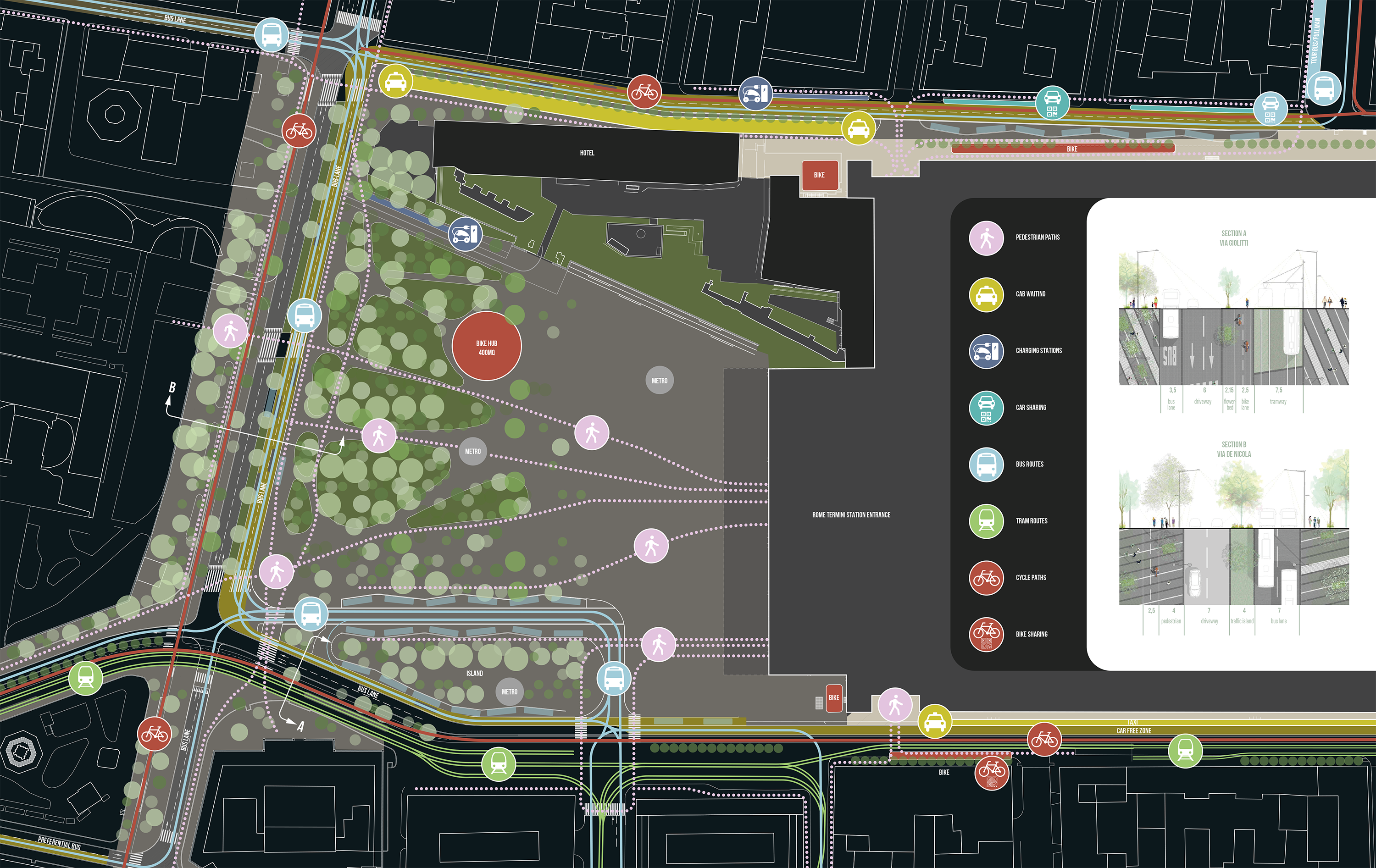 Pianta Piazza 500 studio trasportistico sfondo scuro ENG